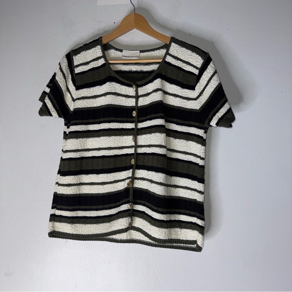 vintage croft and barrow Textured‎ Stripe Short Sleeve Button Down Medium